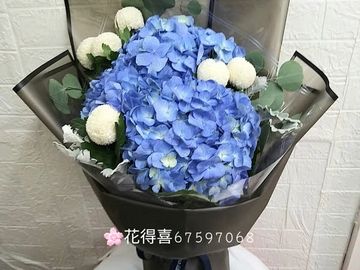 藍繡球，繡球花束，進口花束