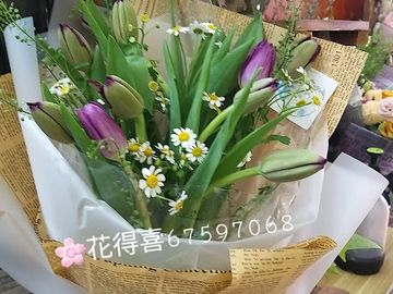 紫色鬱金香，進口花束