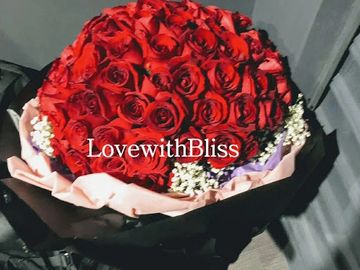 紅色，白色星花，求婚花束，99枝玫瑰，99枝，玫瑰花束
