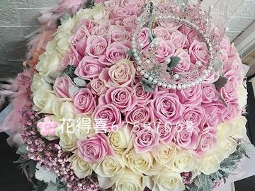 大玫粉，粉色玫瑰，白玫，求婚花束，99枝玫瑰，99枝，玫瑰花束