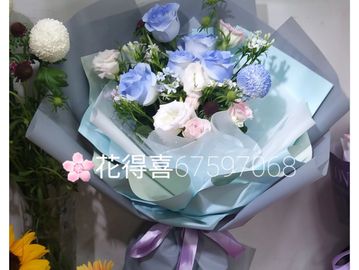 碎冰藍玫瑰，花束