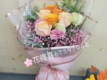  香檳玫瑰，金玫瑰，花束，玫瑰花束