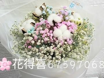 棉花滿天星花束，棉花花束，滿天星花束，棉花，滿天星，花束