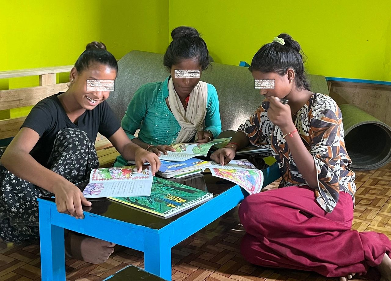 Girls at the Janakpur refuge, south Nepal.