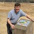 Philip Holmes siting one of his mosaics at the Dhanusha Bird Park project in south Nepal