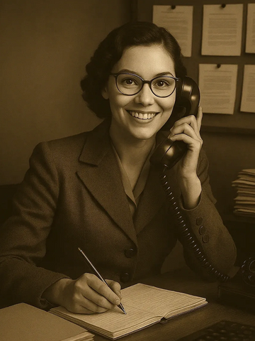 a female office worker answering the phone and taking notes