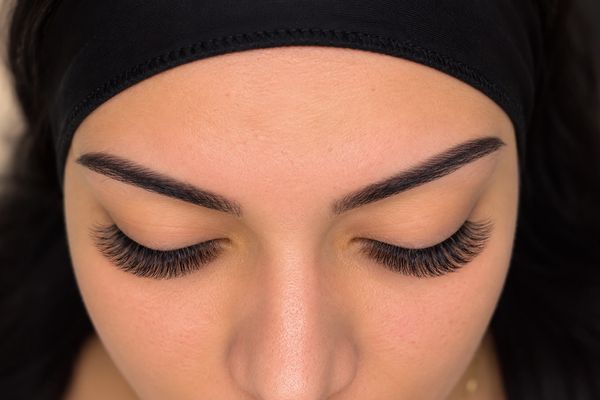 Close-up of customized eyelash extensions created by iLashBeautiz in Laurel, Maryland.