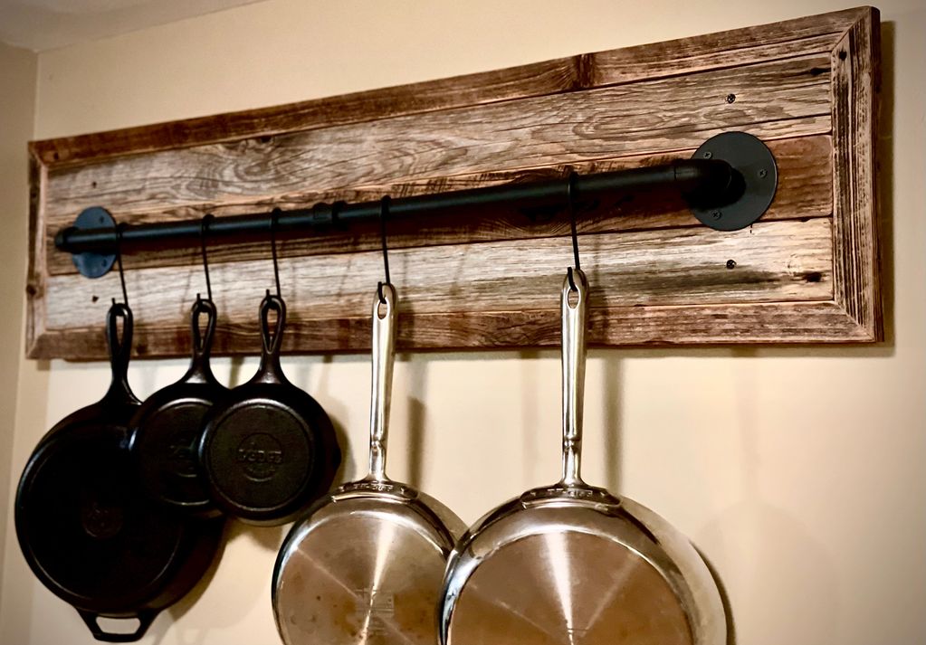 Barn beam Pot & Pan display 