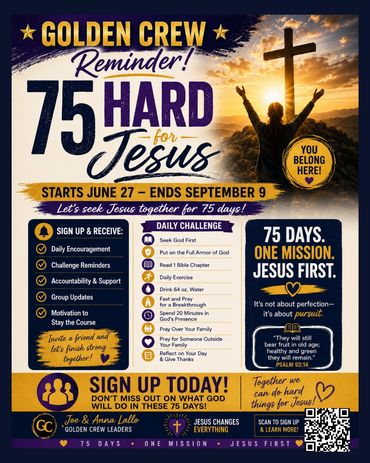 75 Hard for Jesus challenge starts June 27, ends September 9.