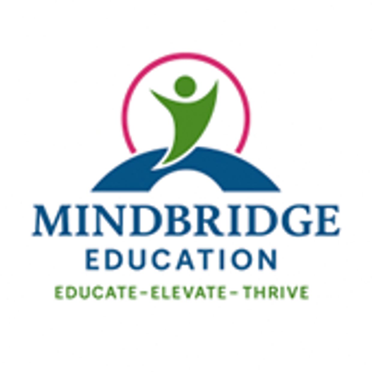 Mindbridge Education logo with a green figure and blue bridge.