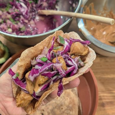 Thai and Mexican come together for these delightful peanut-tacos