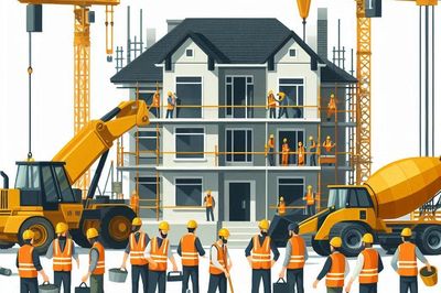 Workers on building site