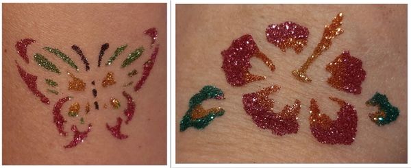 temporary tattoos, glitter tattoos