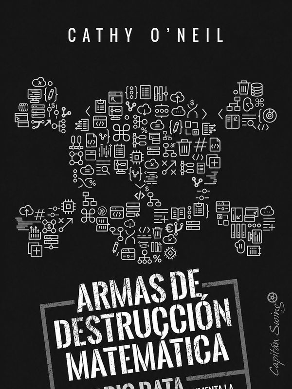 Book cover with skull made of technology icons.