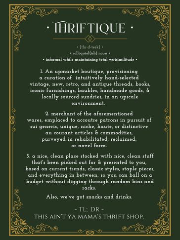 Definition and description of the boutique Thriftique.