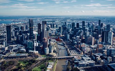 Aerial view of Melbourne CBD skyline - window cleaning Melbourne CBD