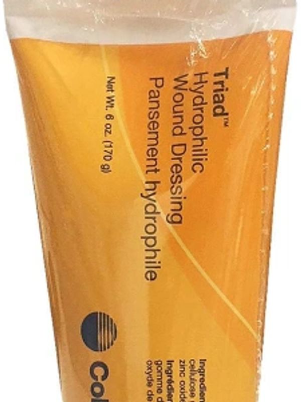 Tube of Coloplast Triad hydrophilic wound dressing gel.