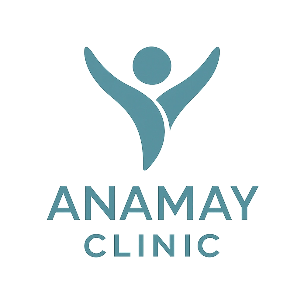 Logo of Anamay Clinic with a stylized human figure and text.