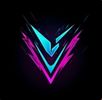 Stylized neon V-shaped logo with blue and purple gradients.