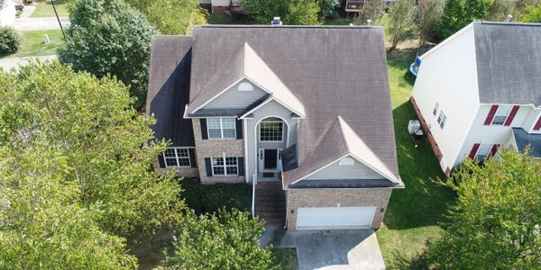 An aerial view of a property 