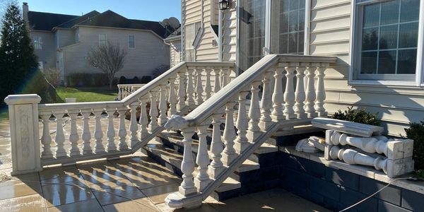 Type 1 Baluster rail system, with classic Newel Post, and Pier Cap installed in Princeton New Jersey