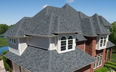 ABBA construction group Owens Corning durations shingles slate grey color. 