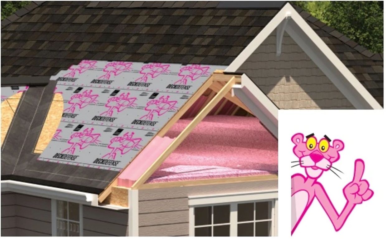 economy roofing Owens Corning total protection roofing system cross section WITH THE PINK PANTher