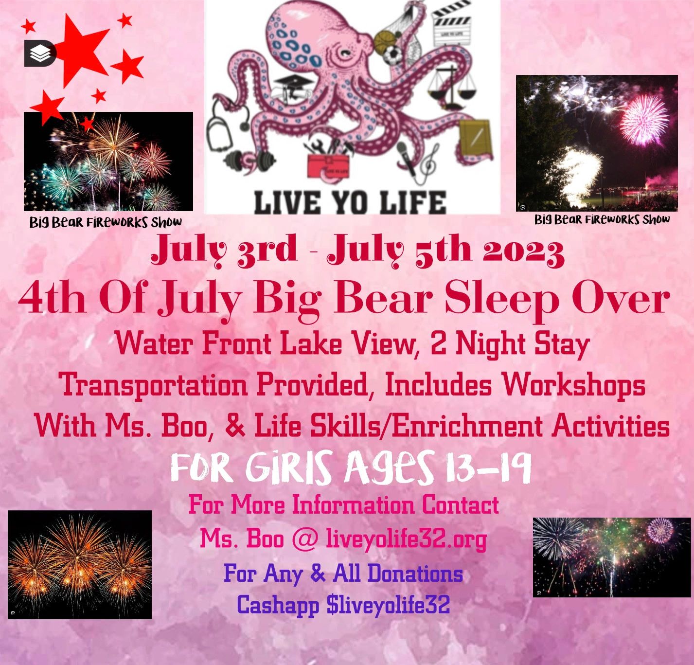 July 3rd- 5th Big Bear Sleep Over Trip 