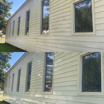 Soft Washed vinyl siding to remove algae, mildew, dirt and organics to freshen the exterior!