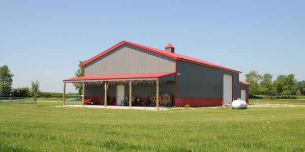 Large Pole Barn Workshop with Porch