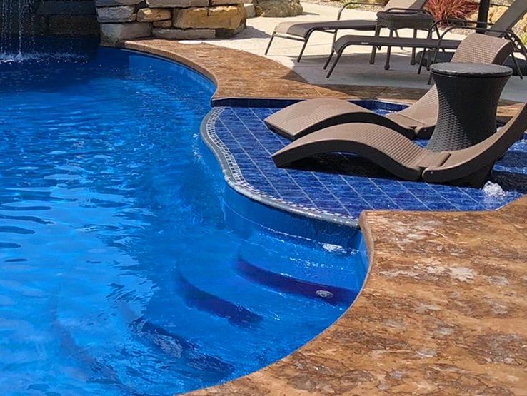 A custom fiberglass pool constructed in Orlando, FL