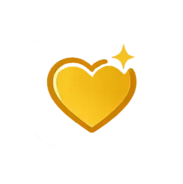 Golden heart with sparkle.