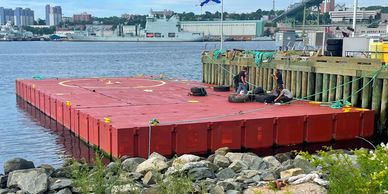 Sectional barge with a fresh coat of paint.