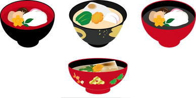 Variety of soup on Japanese New Year's day