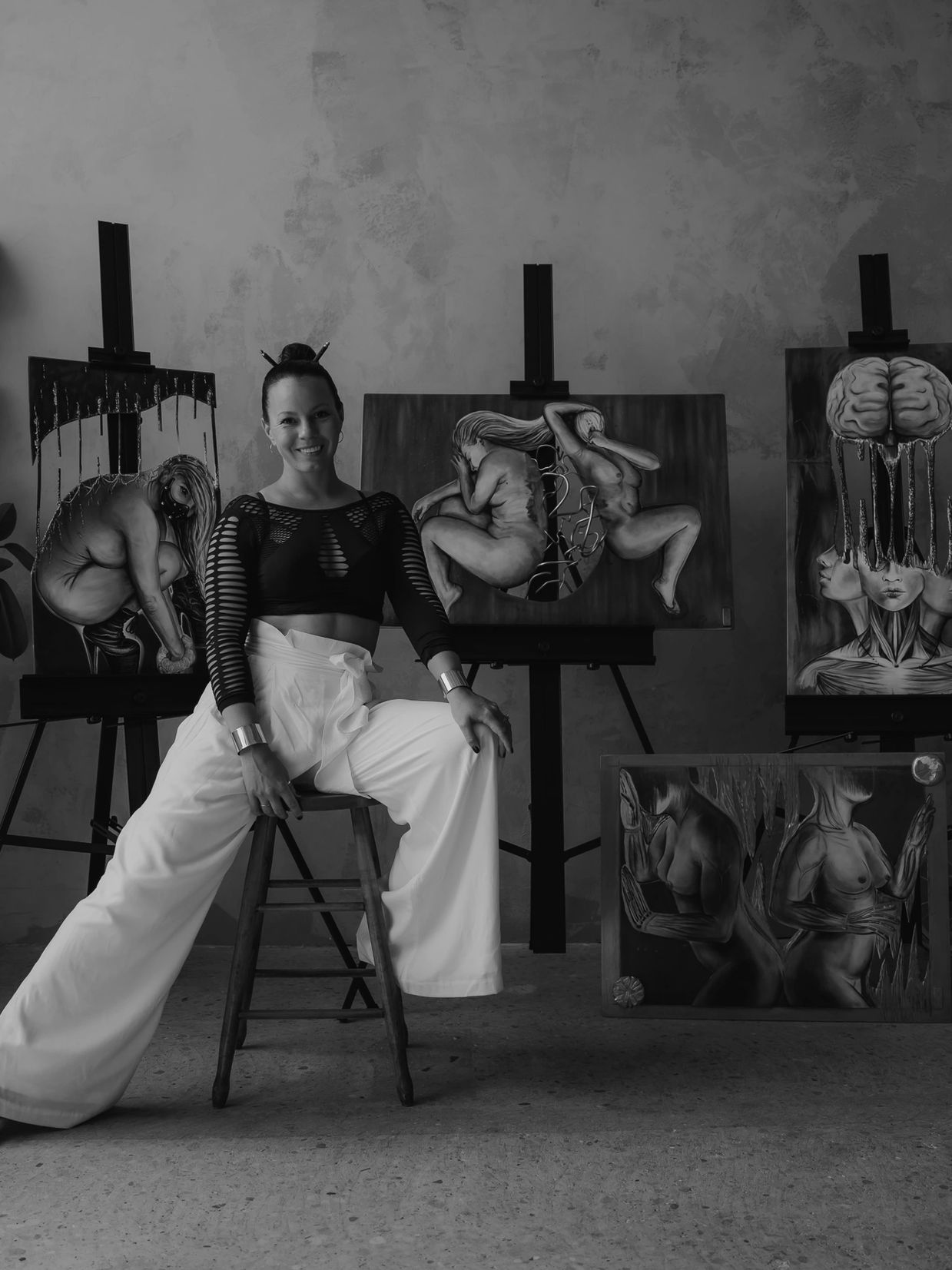 ZsOKA and her paintings on steel
