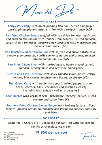 Menu del Dia.  Available Tuesday to Friday lunchtimes.