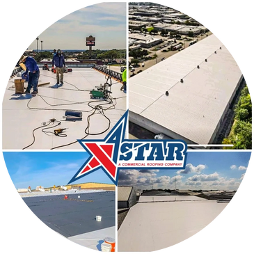 Commercial roofing workers installing and inspecting flat roofs.