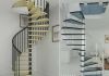 Spiral staircase with wood/glass tread