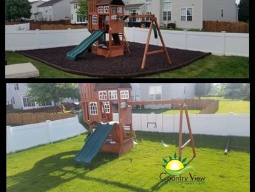 Rubber mulch playground installation