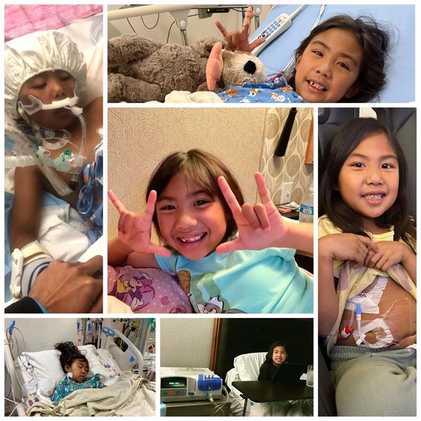 A young girl shows strength and smiles through her hospital journey.