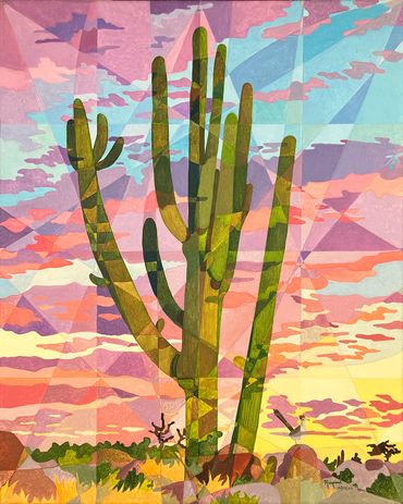 Cactus and Friend - Oil on Canvas by Raymundo Valdez.