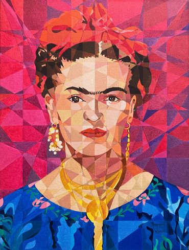 Frida Kahlo portrait. Oil on Canvas by Raymundo Valdez.