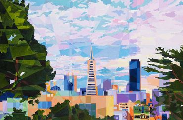 The Transamerica Pyramid, San Francisco, California. Oil on Canvas by Raymundo Valdez. 