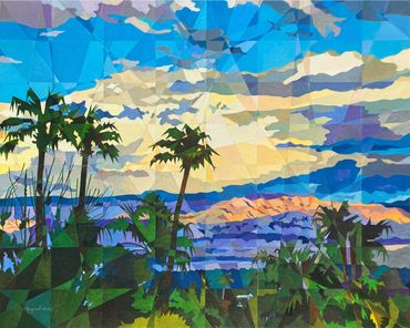 Painting of the desert after a storm. Cathedral City, CA. Oil on Canvas by Raymundo Valdez.