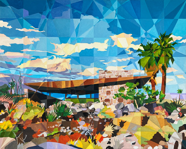The Edris House by E. Stewart Williams. Palm Springs, CA. Oil on Canvas by Raymundo Valdez. 