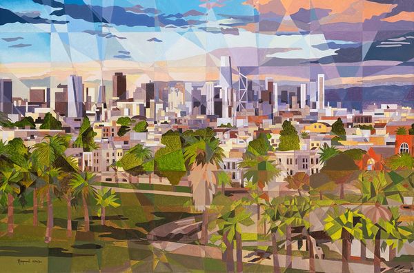 Dolores Park, San Francisco, CA. Oil painting by Raymundo Valdez.