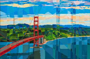 San Francisco’s Golden Gate Bridge.  Iconic symbol of the city. Oil on Canvas by Raymundo Valdez. 