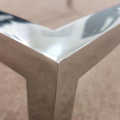 Mirror polished stainless steel frame.