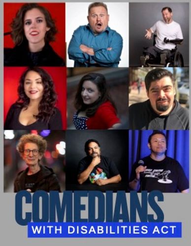 Collage of comedians with disabilities.