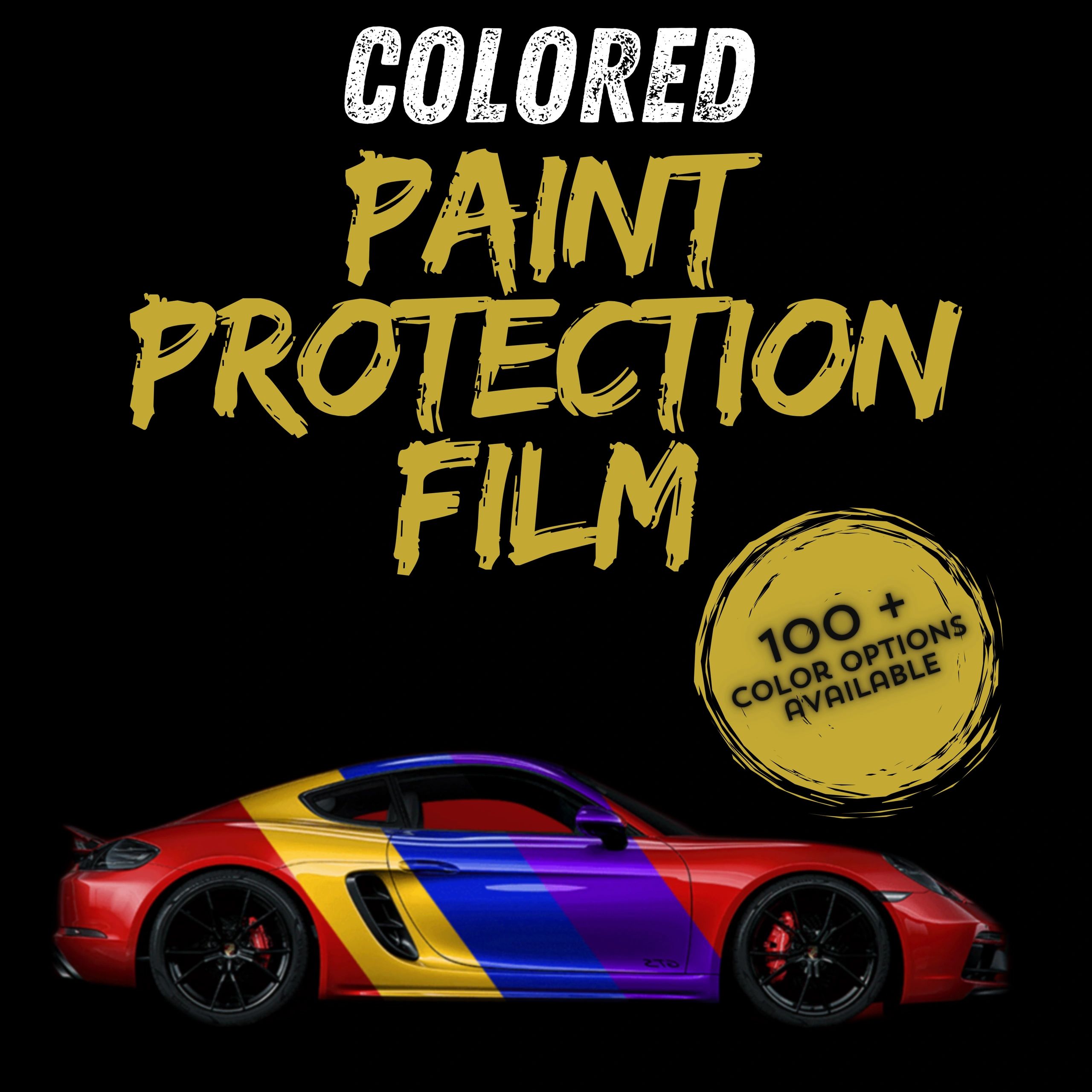Colored paint protection film for cars with 100+ color options.